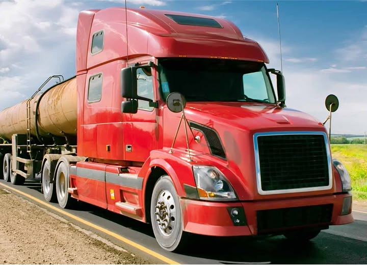 Semi truck driving on a highway